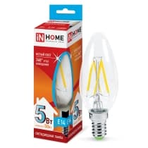 Лампа светодиодная LED-СВЕЧА-deco 5Вт 230В Е14 4000К 450Лм прозрачная IN HOME 4690612007571