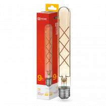 Лампа светодиодная IN HOME LED-T30-deco gold 9Вт 230В Е27 3000К 1040Лм 225мм золотистая 4690612050874