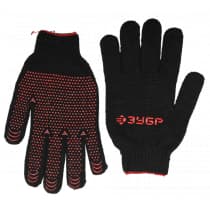 ЗУБР МАСТЕР, размер L-XL, перчатки трикотажные утепленные, с ПВХ покрытием (точка), 10 пар в упаковке. 11462-H10