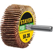 Круг шлифовальный STAYER лепестковый, на шпильке, P100, 50х20 мм 36607-100