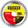 STAYER OPTIMA 190 x 30/20мм 36Т, диск пильный по дереву, оптимальный рез 3681-190-30-36_z01