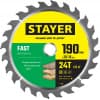 STAYER FAST 190 x 20/16мм 24Т, диск пильный по дереву, быстрый рез 3680-190-20-24_z01