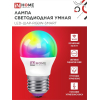 Лампа светодиодная IN HOME LED-ШАР-RGBW-SMART 11Вт 230В димм. Е27 3000-6500К 990Лм 4690612050058