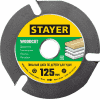 STAYER WOODCUT 125х22,2мм, 3 резца, диск пильный по дереву для УШМ 36854-125