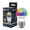 Лампа светодиодная IN HOME LED-ШАР-RGBW-SMART 11Вт 230В димм. Е27 3000-6500К 990Лм 4690612050058
